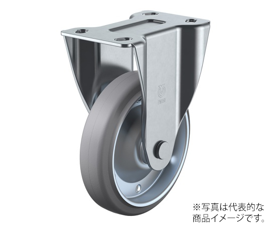 PMR型キャスター 固定車プレート式 径130mm グレーゴム車輪（鋼板ホイル）