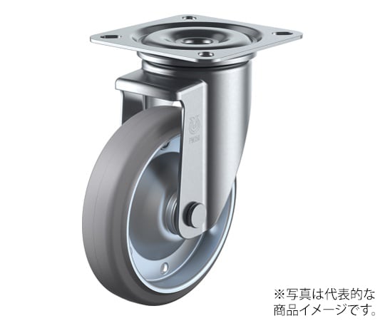 PMS型キャスター 自在車プレート式 径150mm グレーゴム車輪（鋼板ホイル）