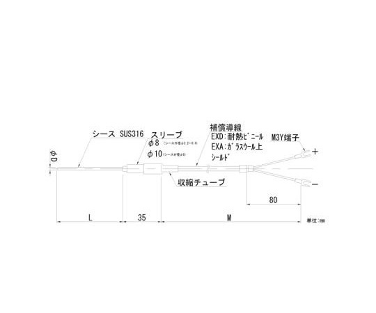 リード線形シース熱電対