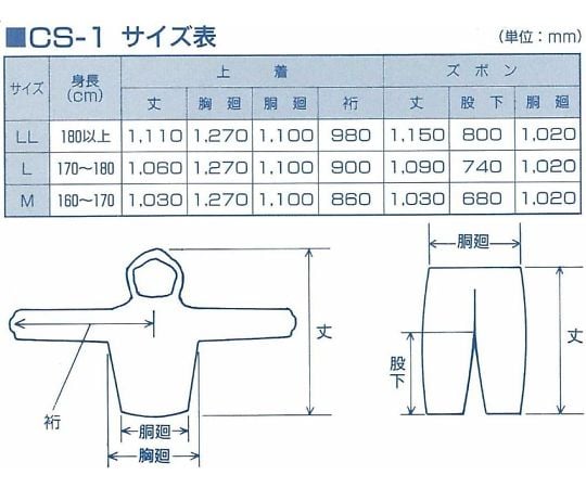 62-9906-70 ケミカルスーツ CS-1（LL） 裏地なし 667501