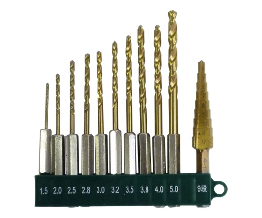 11pcs.鉄工用チタンドリル＆ステップドリル　HSS鋼チタンコーティング