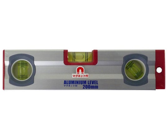 アルミ水平器　200mm　マグネット付