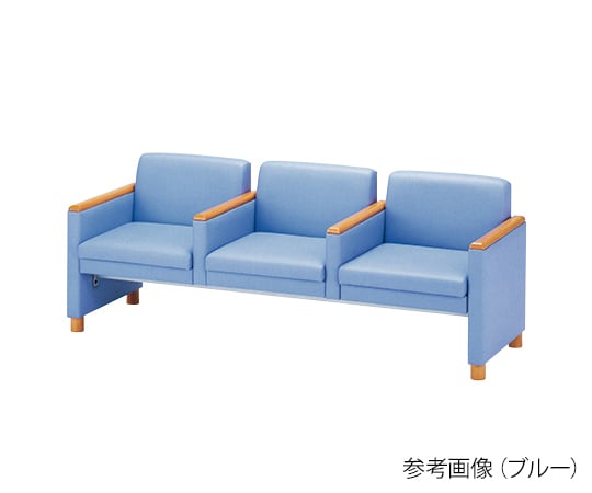 ロビーチェア　全肘付き　3人用　背付き　ピンク