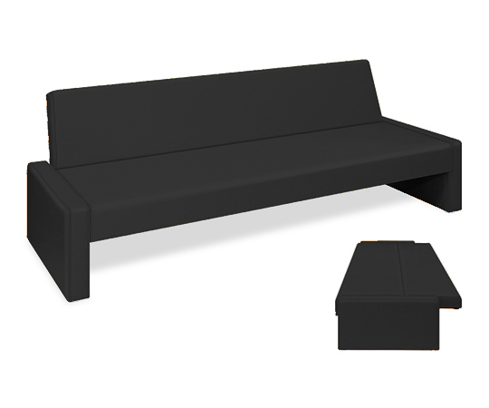 ベンチベッドSD 座幅50（全幅91）×長さ206（座面190）×座高39（全高77）cm 黒