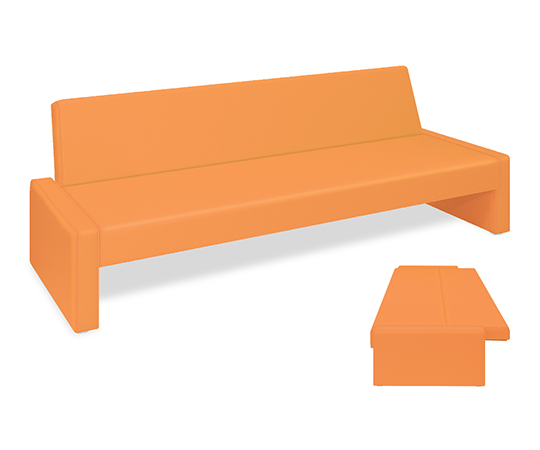 ベンチベッドSD 座幅50（全幅91）×長さ206（座面190）×座高39（全高77）cm オレンジ
