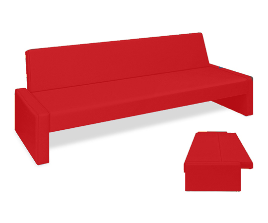 ベンチベッドSD 座幅50（全幅91）×長さ206（座面190）×座高39（全高77）cm レッド