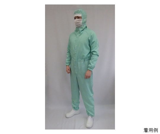 快適ドライフィール　フード一体続き服（緑）手足ゴム仕様　3Lサイズ