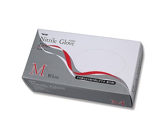 ニトリル　使い切り手袋　粉無　ホワイト　M　250枚