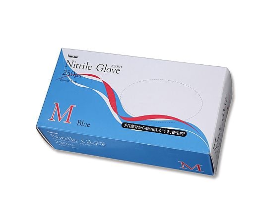 ニトリル　使い切り手袋　粉無　ブルー　M　250枚
