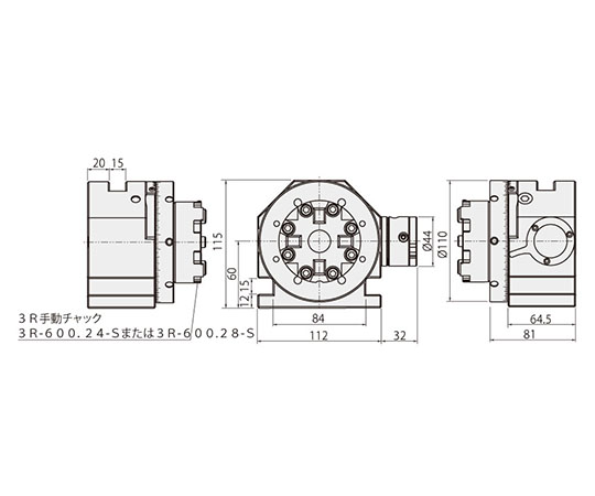 63-1406-29 ワイヤーカット用割り出し機 3Rタイプ FT-EPF-3R24 【AXEL