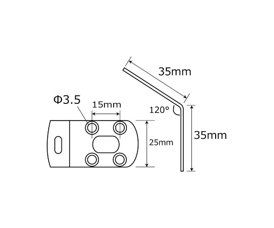 補助金具ステンレス　L型　斜め　長さ35×35mm　BS-731