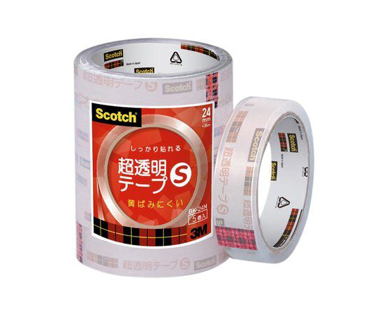 63-1571-76 スコッチ 超透明テープS 24mm×35m 5巻入シュリンクパック BK-24N