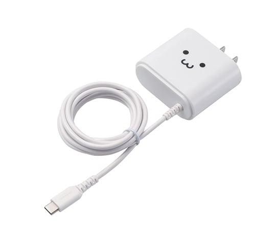 AC充電器（Type-Cケーブル一体型/2.4A）　2.5m　ホワイトフェイス