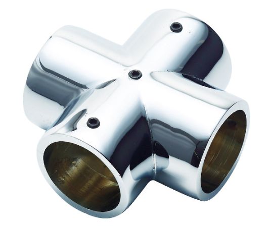 パイプ継手クロス・25mm（ネジ止め付）