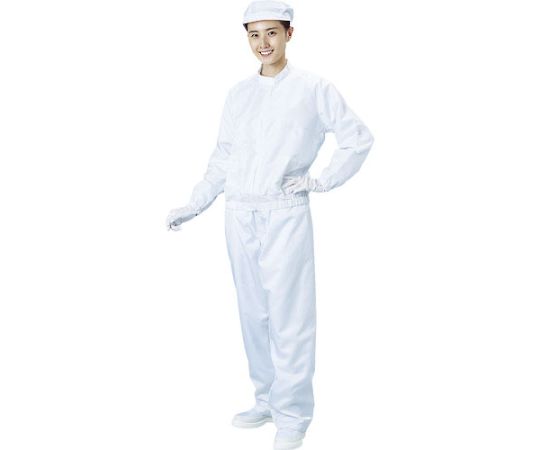 クリーンルーム用ウエア 防塵ジャケット（立衿） 白 4Lサイズ