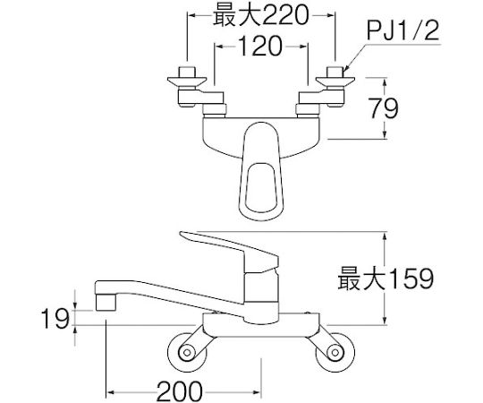 63-2073-19 シングル混合栓 K2710EK-13 【AXEL】 アズワン