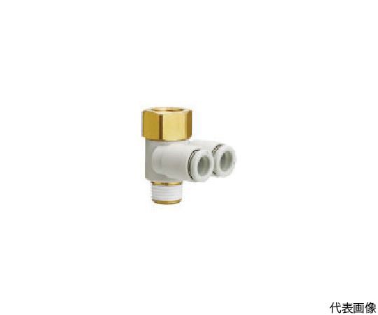 63-2169-76 ワンタッチ管継手 ダブルブランチユニバーサルエルボ 6mm・R1/4 KQ2ZD06-02AS