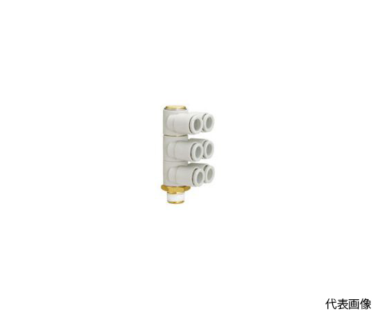 ワンタッチ管継手 トリプルブランチユニバーサルエルボ 12mm・R3/8