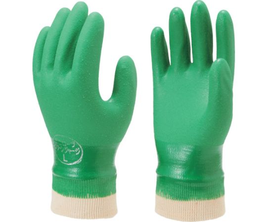 塩化ビニール手袋 まとめ買い 簡易包装グリーンジャージ 10双入 Lサイズ NO600-L10P