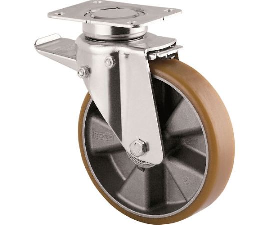 重荷重用高性能旋回キャスター"DELTA"（ウレタン車輪） φ200自在式（トータルロック付）