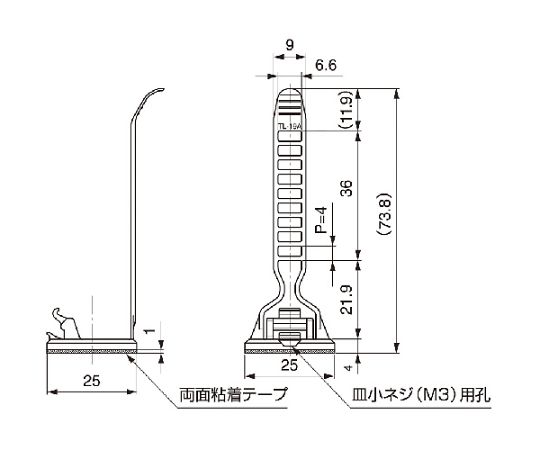 ケーブルクランプベルトタイプ　結束径3～19Φ　ナチュラル　10個入
