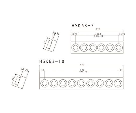 63-2315-70 ツーリングフレーム HSK63A BT40 NT40兼用 9個収納 HSK63-10-