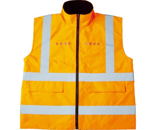 フリース付安全ベスト　LED付　オレンジ