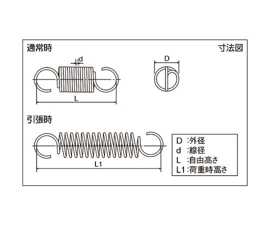 引張コイルバネ　スチール　D12Xd2XL82.6（3個入り）