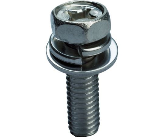 十字穴付六角アプセット組込ボルト P=3 ステンレス M8×25 9本入 （座金・ばね座金組込）