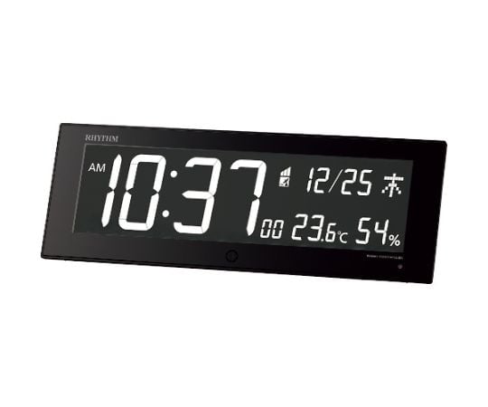 電波時計（デジタル表示）（掛置兼用） 温湿度計付き 365色LED AC電源 黒 139×400×23mm 8RZ184SR02