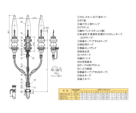 63-2465-94 アサヒニューパット200（プレハブ形端末） 耐塩害用 200