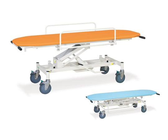 C型油圧ストレッチャー150　幅60×長さ180×高さ50～80cm　オレンジ