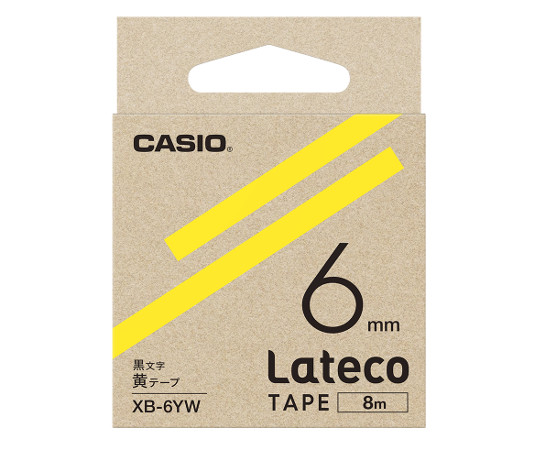 63-2741-19 カシオ 2022新作モデル ラテコ詰め替え用テープ 激安な 黄に黒文字 6ミリ XB-6YW