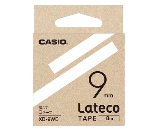 63-2741-27 カシオ ラテコ詰め替え用テープ 9ミリ 白に黒文字 XB-9WE