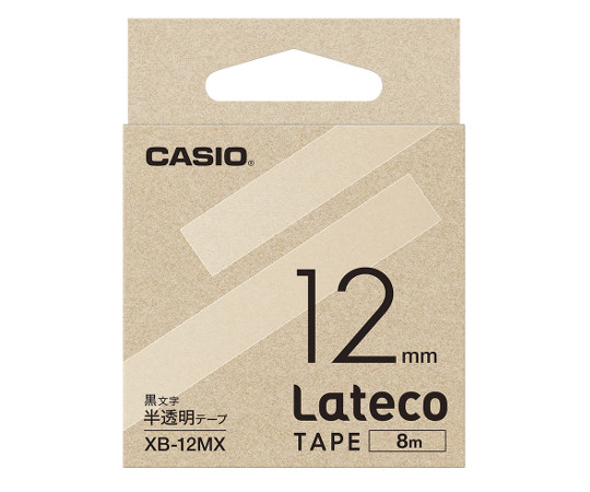 63-2741-37 カシオ ラテコ詰め替え用テープ 12ミリ 白に黒文字 XB-12WE