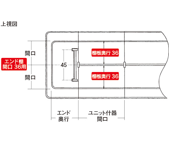 UL2本柱エンドKキャスター付　間口125cm　連結