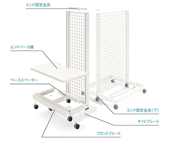 UL2本柱エンドKキャスター付　間口125cm　連結