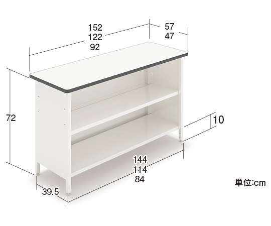 63-2878-67 CH包装台 引き出し無 間口122cm 739-61-25 【AXEL】 アズワン