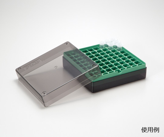 81穴フリーズボックス プラスチック（1.5/2.0mL用）緑 1箱（10個入）　95.43831.001
