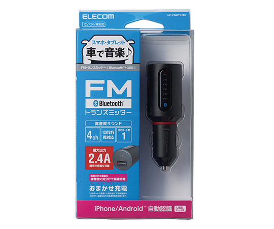 63 2994 46 Bluetooth R Fmトランスミッター 2 4a 1ポート Lat Fmbt02bk Axel アズワン