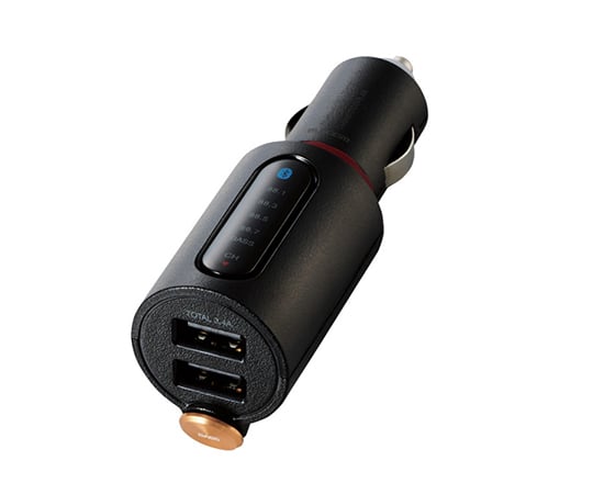 Bluetooth（R）FMトランスミッター（3.4A/2ポート/重低音）　ブラック