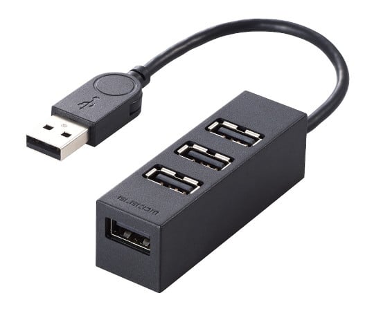 機能主義USBハブ　短ケーブル4ポート　ブラック