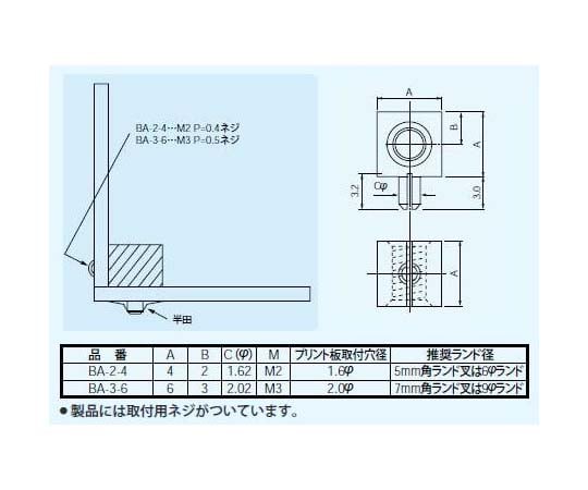 63 3122 36 プリント板垂直取付ブロック Baシリーズ M2用 100本入 Ba 2 4 Axel アズワン