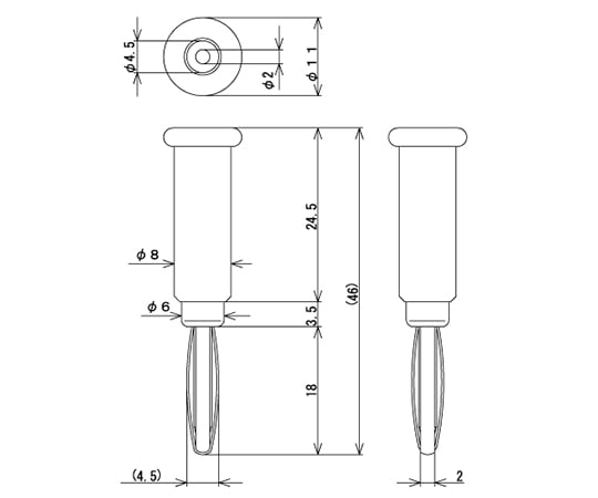 バナナプラグ　4mm　Φ11　黄