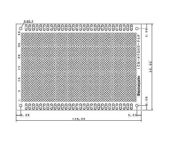 ユニバーサル基板　鉛フリー　両面　ガラスエポキシ　スルホールはんだ　138×95mm
