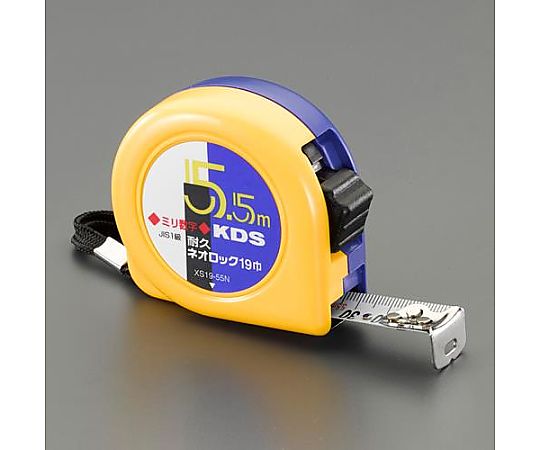 19mmx5.5m メジャー(ﾃﾞｭﾗｺｰﾄ･ｽﾄｯﾊﾟｰ付)