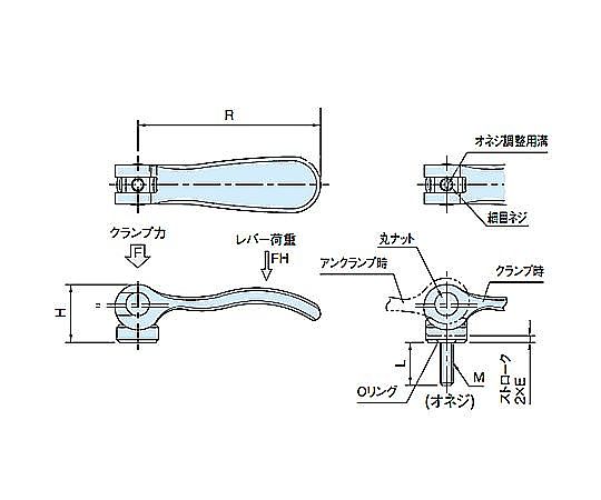 M6x20mm 雄ねじカムレバー(回転式)