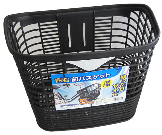 前バスケット　反射シール付　ゆったりサイズ　ブラック