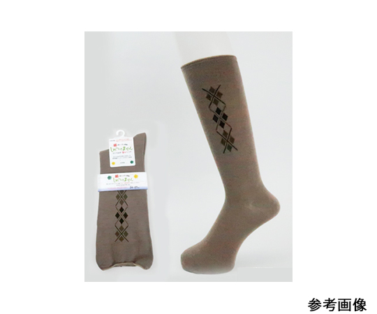 紳士柄しめつけません綿混ソックス　ブラウン