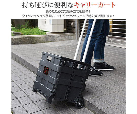 63-3971-93 折りたたみオリコンキャリーカート ブラック WOC-26